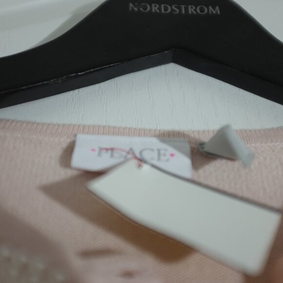 COPY - Children's place Girls pink cardigan with faux pearl neckline collar Pin… - Picture 3 of 9